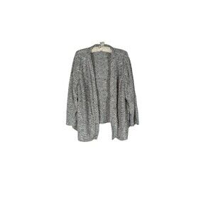 Lane Bryant Sz 22 24 Women's Gray White Boucle Long Sleeve Open Front Knit Cardi